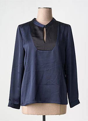 Blouse poignets boutonnés avec fente manches longues bleu TOUPY femme