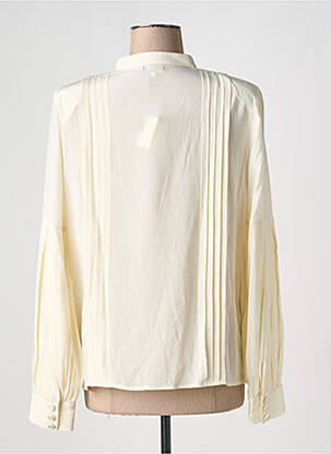 Blouse poignets boutonnés avec fente manches longues beige IDANO femme