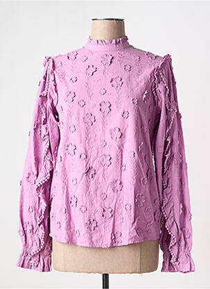 Blouse tissage popeline manches longues violet FABIENNE CHAPOT femme