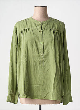 Blouse tissage popeline manches longues vert AMOUR femme