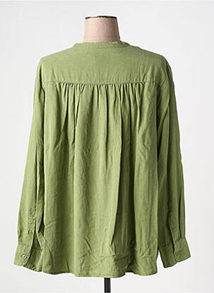 Blouse tissage popeline manches longues vert AMOUR femme