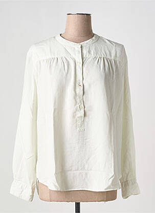 Blouse tissage popeline manches longues beige AMOUR femme