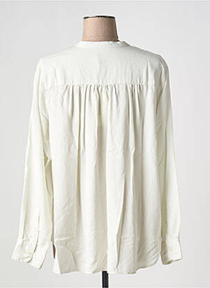 Blouse tissage popeline manches longues beige AMOUR femme