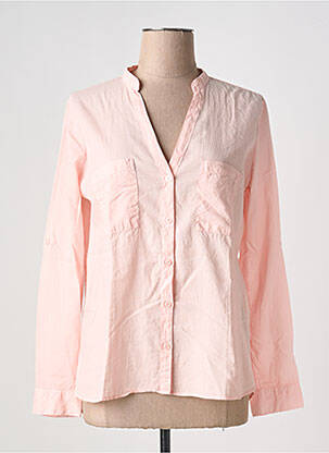 Chemisier tissage popeline manches longues rose AMOUR femme