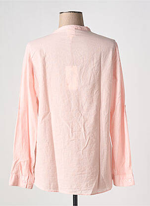 Chemisier tissage popeline manches longues rose AMOUR femme