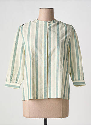 Blouse tissage popeline manches 3/4 vert YERSE femme