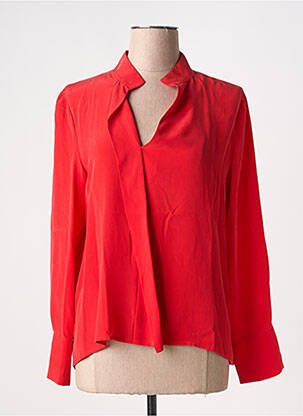 Blouse poignets boutonnés avec fente manches longues rouge TOUPY femme