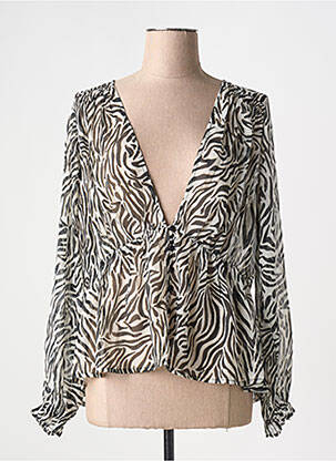 Chemisier tissage crêpe manches longues noir CREAM femme