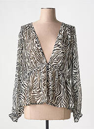 Chemisier tissage crêpe manches longues noir CREAM femme