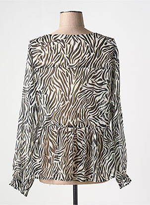 Chemisier tissage crêpe manches longues noir CREAM femme