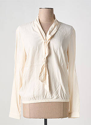 Blouse poignets boutonnés avec fente manches longues beige YAYA femme