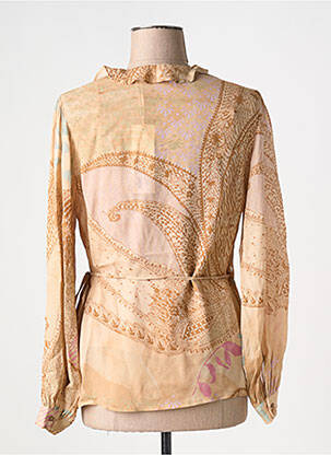 Gilet cache-cœur manches longues beige YAYA femme