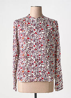 Chemisier col mao manches longues rouge FIVE femme