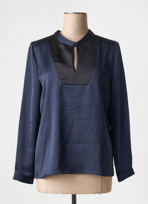 Blouse col rond manches longues bleu TOUPY femme
