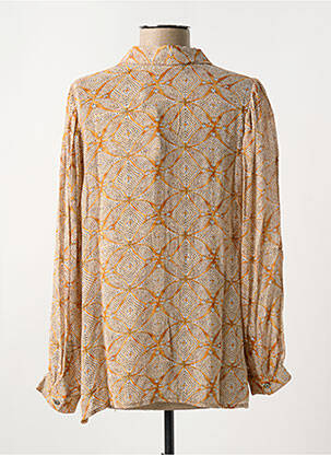 Chemisier tissage crêpe manches longues orange INDI & COLD femme