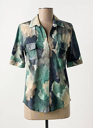 Chemisier manches courtes manches courtes vert MAJESTIC FILATURES femme