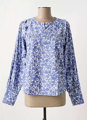 Blouse imprimé fantaisie manches longues bleu MSCH COPENHAGEN femme