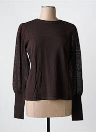 Pull stretch manches longues marron YAYA femme