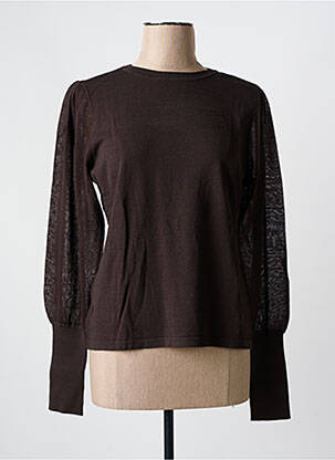 Pull stretch manches longues marron YAYA femme