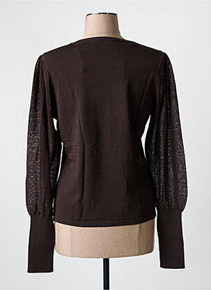 Pull stretch manches longues marron YAYA femme