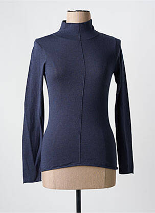 Pull col roulé coupe cintrée manches longues bleu YAYA femme