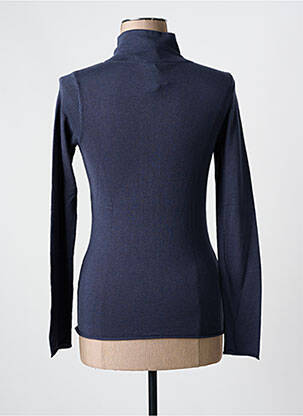 Pull col roulé coupe cintrée manches longues bleu YAYA femme