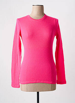 Pull stretch manches longues rose MAJESTIC FILATURES femme
