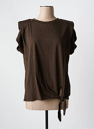 T-shirt stretch manches courtes marron YAYA femme