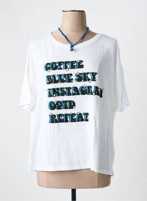 T-shirt sérigraphie manches courtes blanc ONE TEE X VERONICA LOUBRY femme