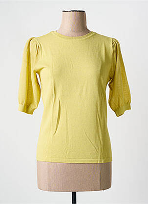 Pull coupe cintrée manches courtes jaune YAYA femme