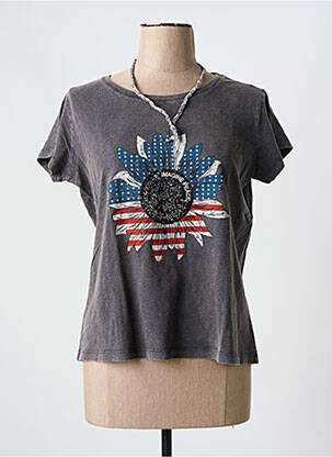 T-shirt sérigraphie manches courtes gris ONE TEE femme