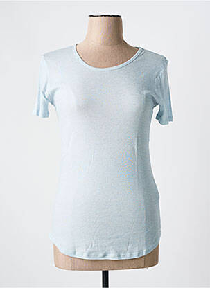 T-shirt stretch manches courtes bleu MAJESTIC FILATURES femme