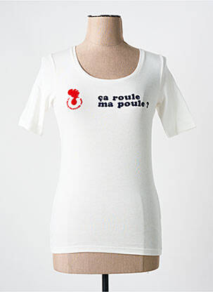 T-shirt sérigraphie floquée manches courtes blanc LA PETITE FRANCAISE femme