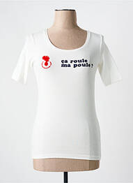 T-shirt manches mi-longues manches courtes blanc LA PETITE FRANCAISE femme