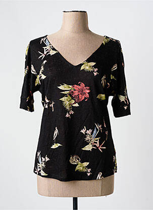 T-shirt manches mi-longues manches courtes noir YAYA femme