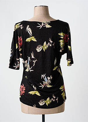T-shirt col v manches courtes noir YAYA femme