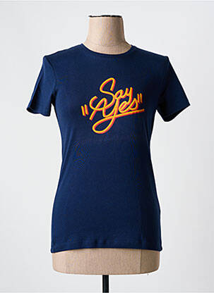 T-shirt sérigraphie manches courtes bleu LA PETITE FRANCAISE femme