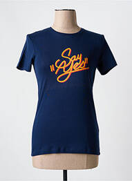 T-shirt sérigraphie manches courtes bleu LA PETITE FRANCAISE femme
