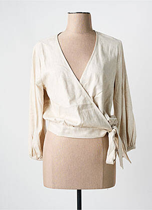 Gilet cache-cœur tissage chiné beige ZILCH femme