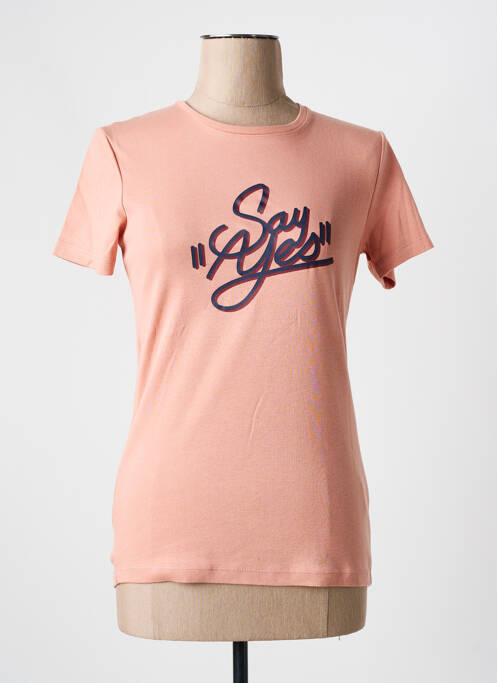 T-shirt sérigraphie manches courtes rose LA PETITE FRANCAISE femme