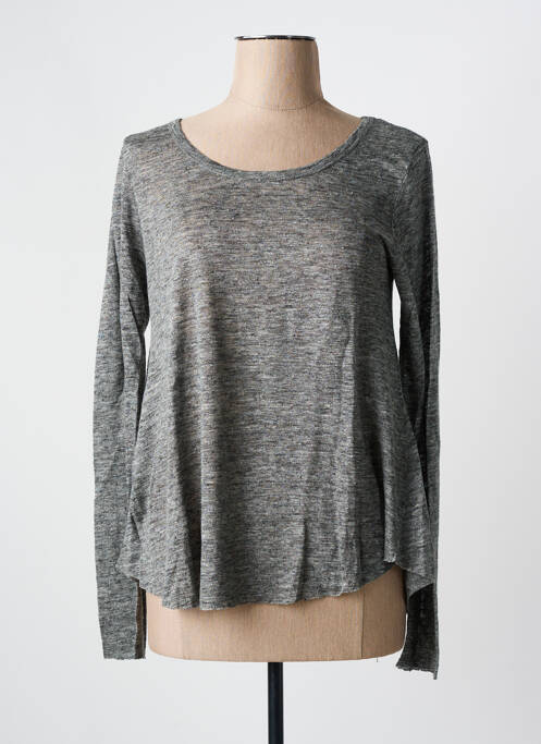 Pull tissage chiné manches longues gris AMERICAN VINTAGE femme