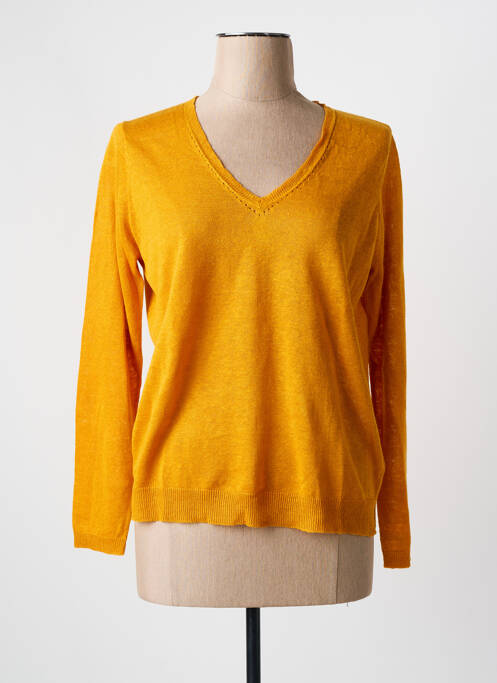 Pull tissage chiné manches longues jaune HARTFORD femme