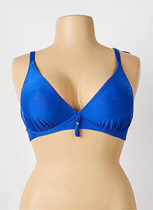 Haut de maillot de bain stretch haut soutien-gorge balconnet bleu ANTIGEL femme