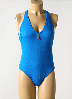 Maillot de bain 1 pièce stretch haut soutien-gorge balconnet bleu ANTIGEL femme