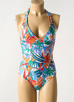 Maillot de bain 1 pièce effet matière satinée haut soutien-gorge balconnet bleu ANTIGEL femme