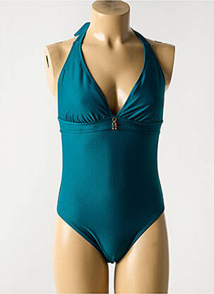 Maillot de bain 1 pièce effet matière satinée haut soutien-gorge balconnet vert ANTIGEL femme