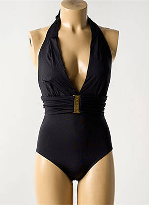 Maillot de bain 1 pièce effet matière satinée haut soutien-gorge balconnet noir NICOLE OLIVIER femme