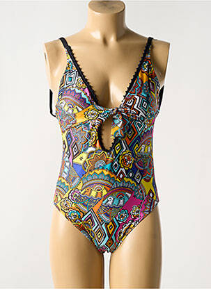 Maillot de bain 1 pièce effet matière satinée haut soutien-gorge balconnet noir ANTIGEL femme