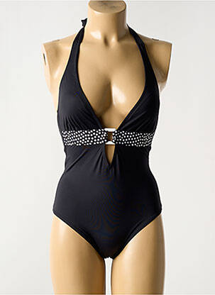 Maillot de bain 1 pièce effet matière satinée haut soutien-gorge balconnet noir ANTIGEL femme