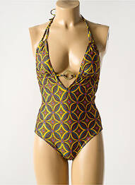 Maillot de bain 1 pièce effet matière satinée haut soutien-gorge avec mousse de rembourrage amovible jaune ANTIGEL femme